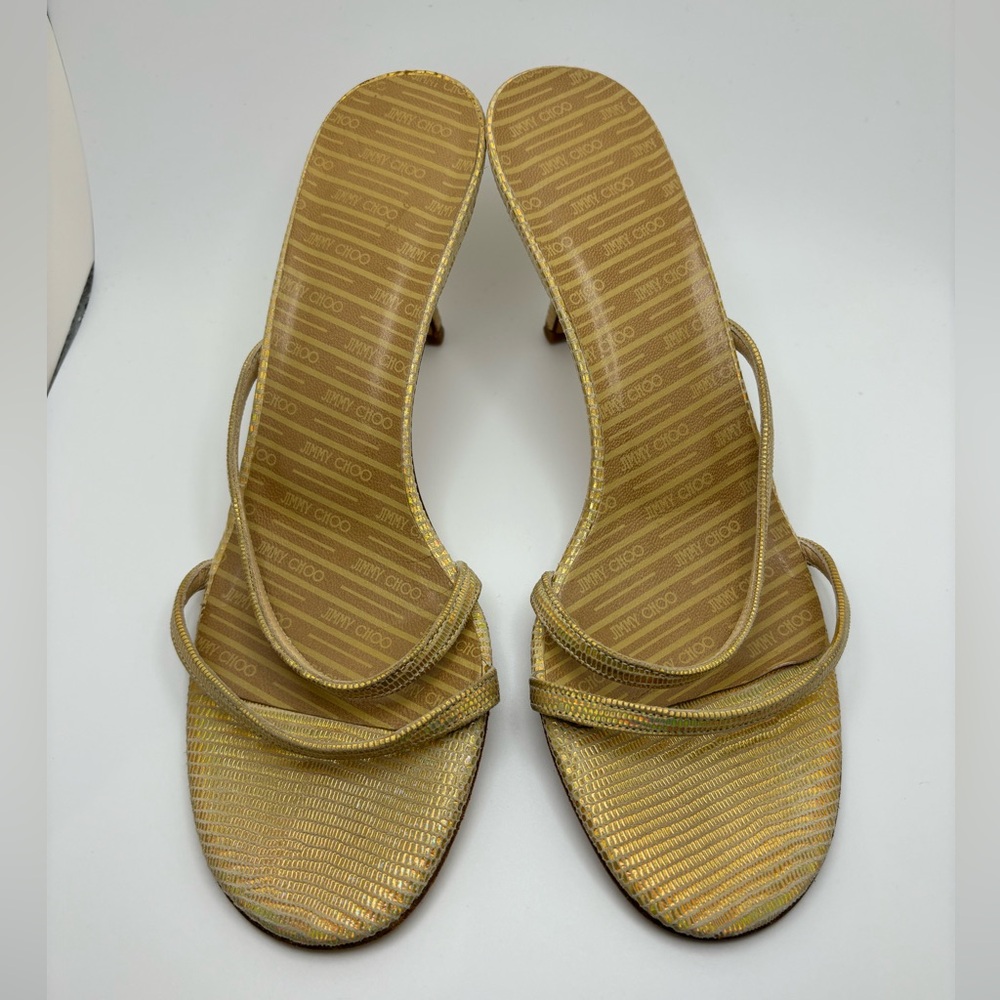 Jimmy Choo Gold Strappy Heels - Picture 13 of 16